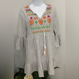 VelZera Embroidered Cotton Dress Size Small
